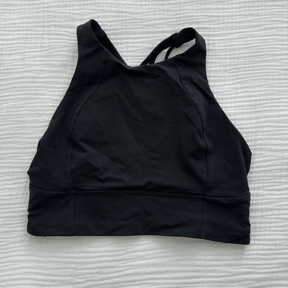 Lululemon Free to Be Serene High Neck Long-Line Bra, Size 8, black